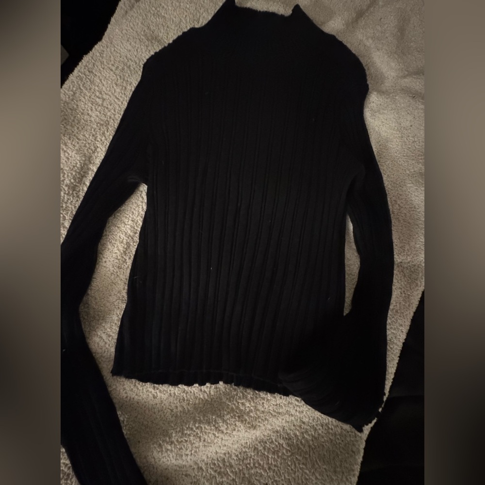 Black Ribbed Long Sleeve Sweater